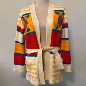 Vintage Southwestern Design Acrylic Cardigan Sweater Medium